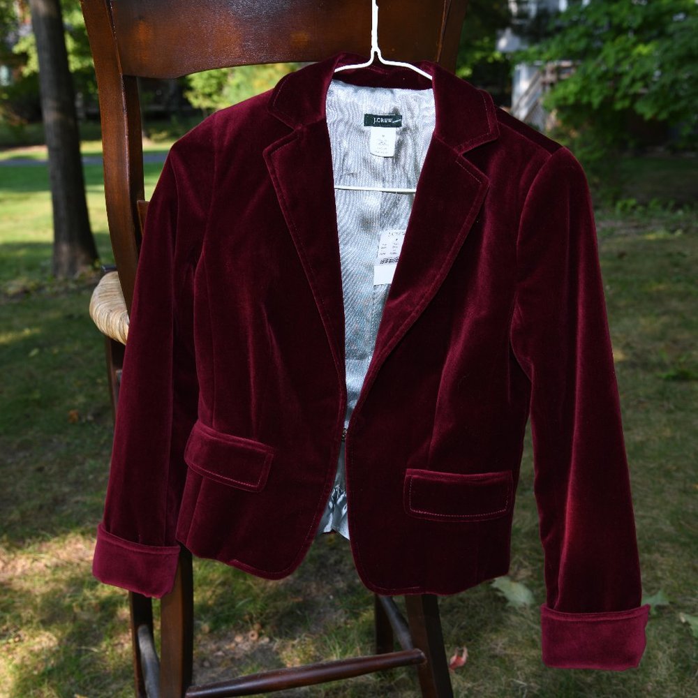 J. Crew Plum Velvet Blazer Button Front Jacket 4P